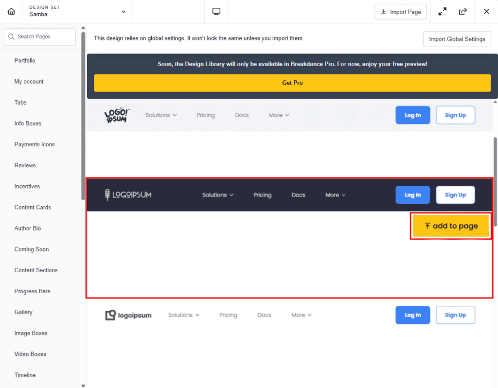 Header Ui Kit Breakdance