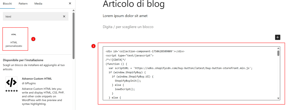 Html Personalizzato Buybutton