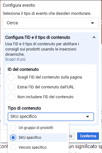 Id Codici Configura Evento Pixel Meta Wp