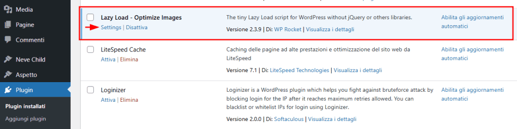 Installato Lazy Load Optimize Images