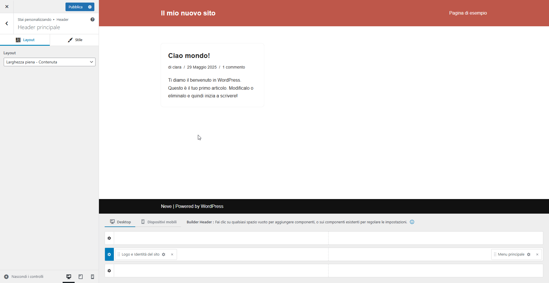 Layout Header Neve