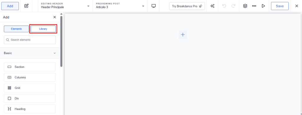 Library Header Breakdance