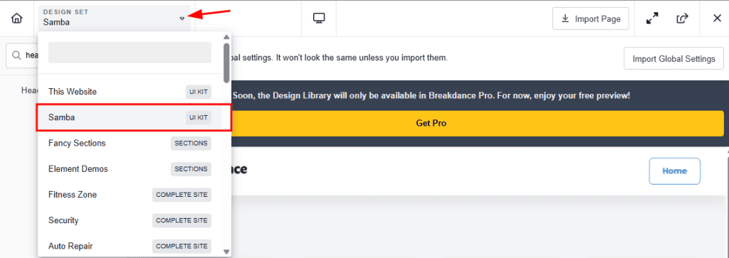 Menu Design Set Breakdance