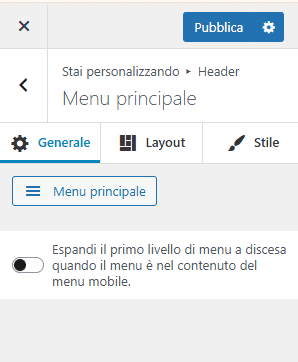 Menu Principale Header Neve