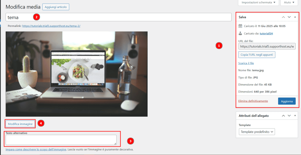 Modificare Immagine Da Libreria Media WordPress Passo 2
