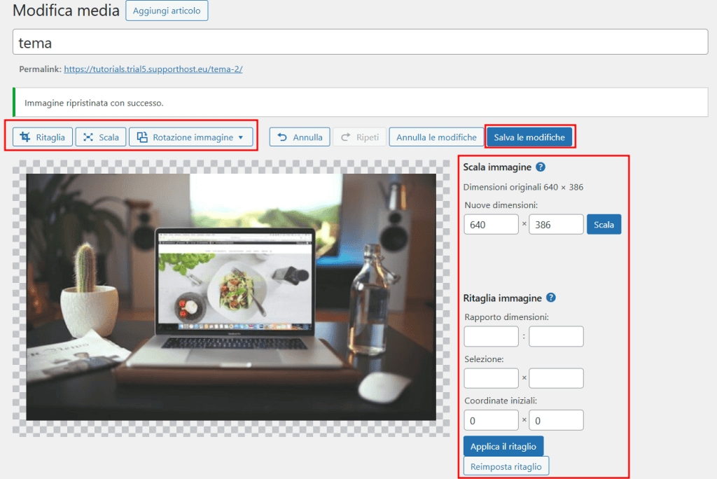 Modificare Immagine Da Libreria Media WordPress Passo 3