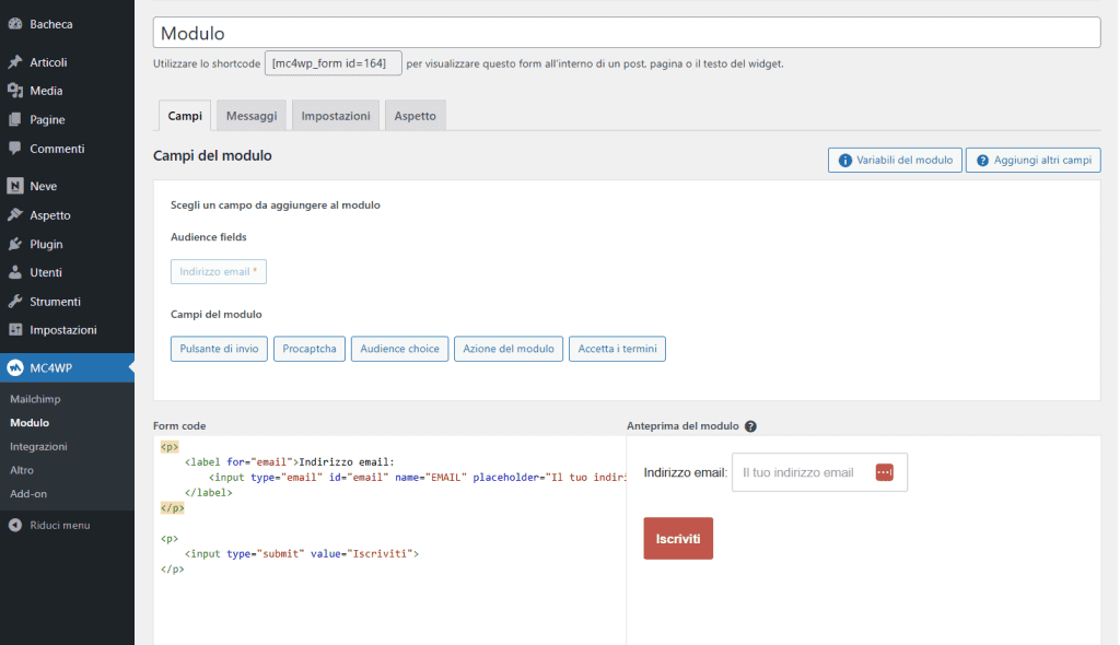 Modulo Mc4wp Mailchimp For WordPress