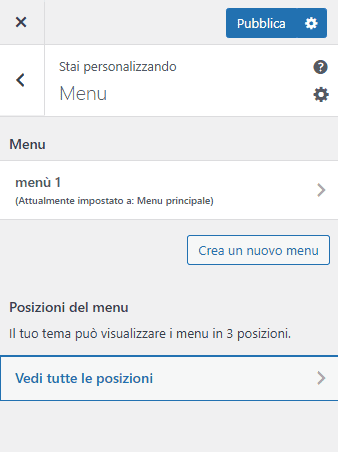 Personalizzazione Menu Neve