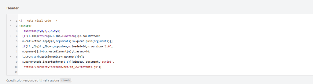 Pixel Header Wpcode WordPress