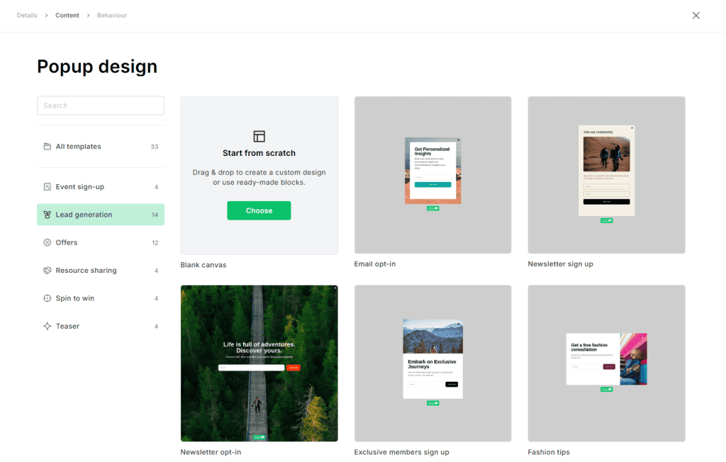 Popup Design Template Mailerlite