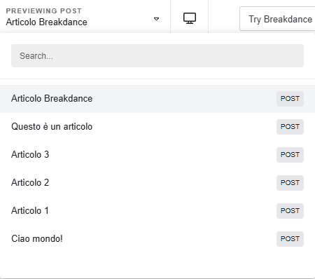 Preview Barra Orizzontale Editor Breakdance
