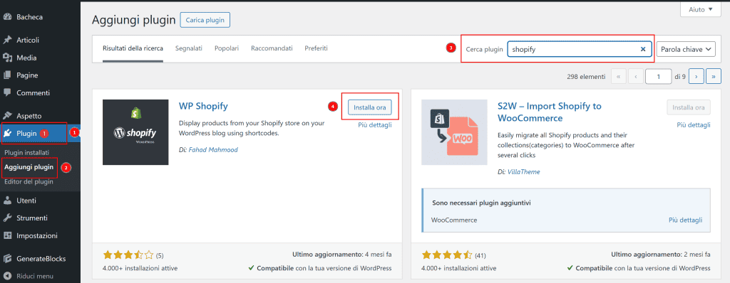 Wpshopify Installazione