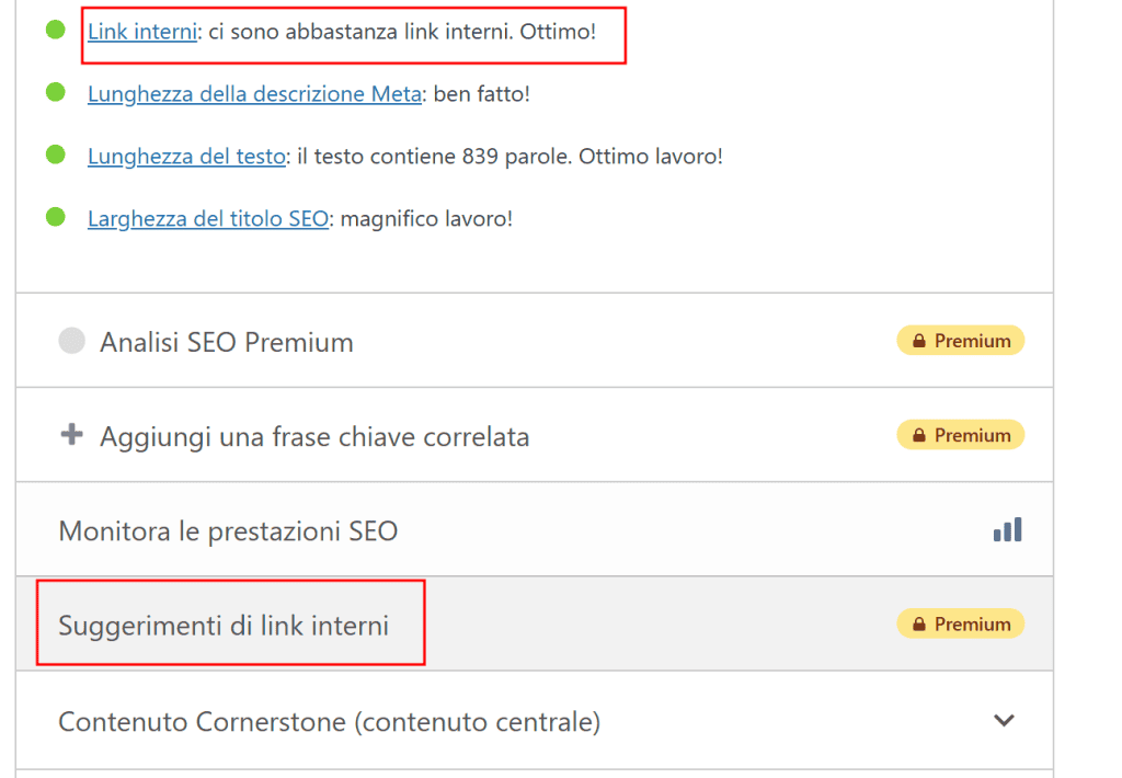 Yoast Link Interni