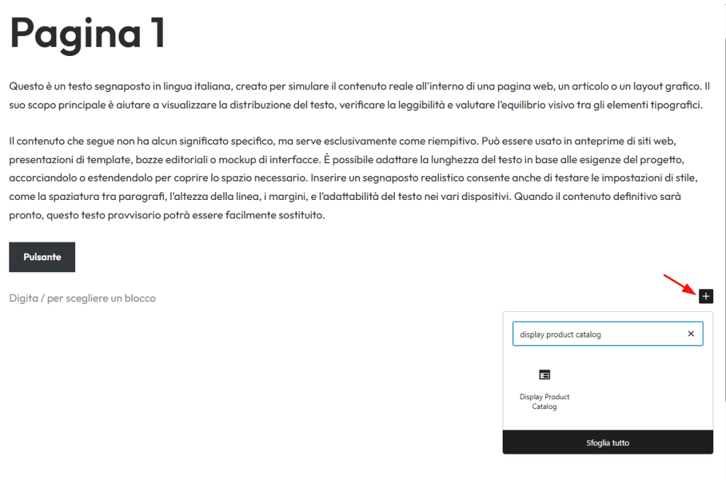 Aggiunta Blocco Catalogo Ultimate Product Catalog