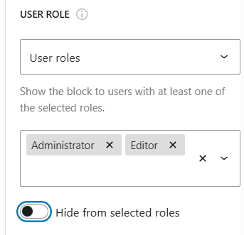 Block Visibility Visibilità User Role