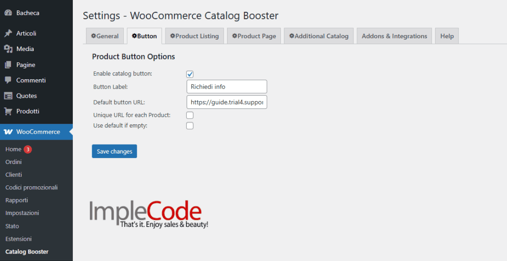 Bottone Woocommerce Catalog Booster