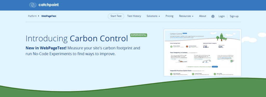 Carbon Control Webpagetest