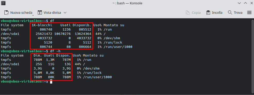 Comando Df Dimensioni Formato Leggibile
