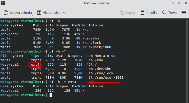 Comando Df Richiesta Tipo File System