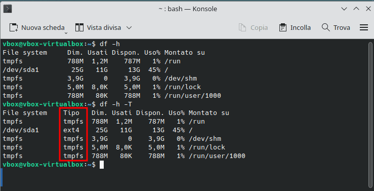 Comando Df Tipo File System