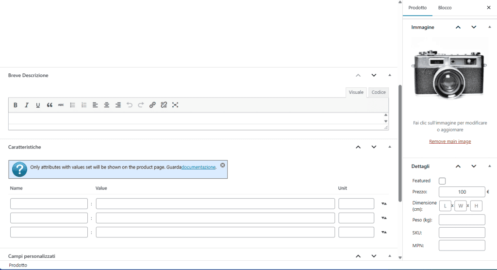 Dettagli Prodotto Ecommerce Product Catalog