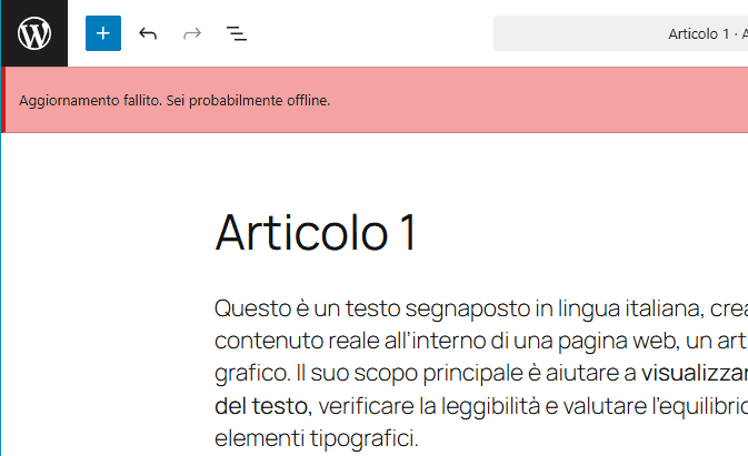 Errore Aggiornamento Fallito WordPress