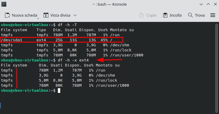 Escludere Tipo File System Comando Df