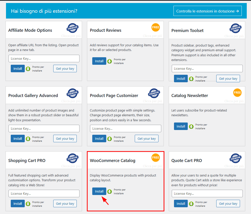 Estensioni Ecommerce Product Catalog