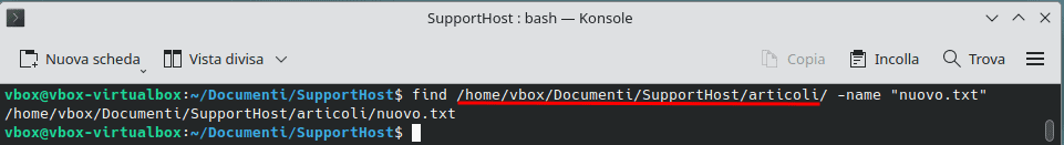 Find Linux Percorso Specifico