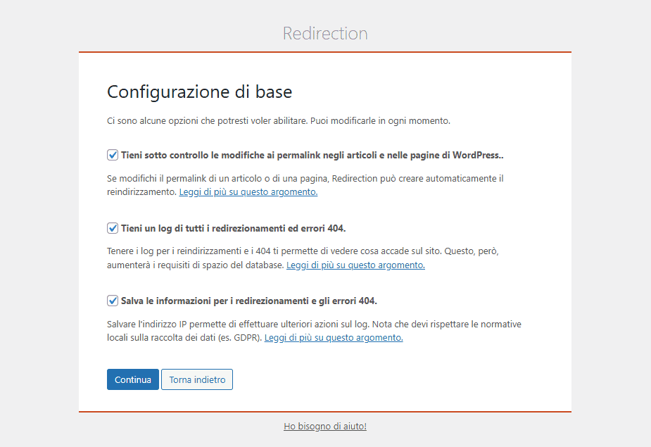 Funzionalita Plugin Redirection