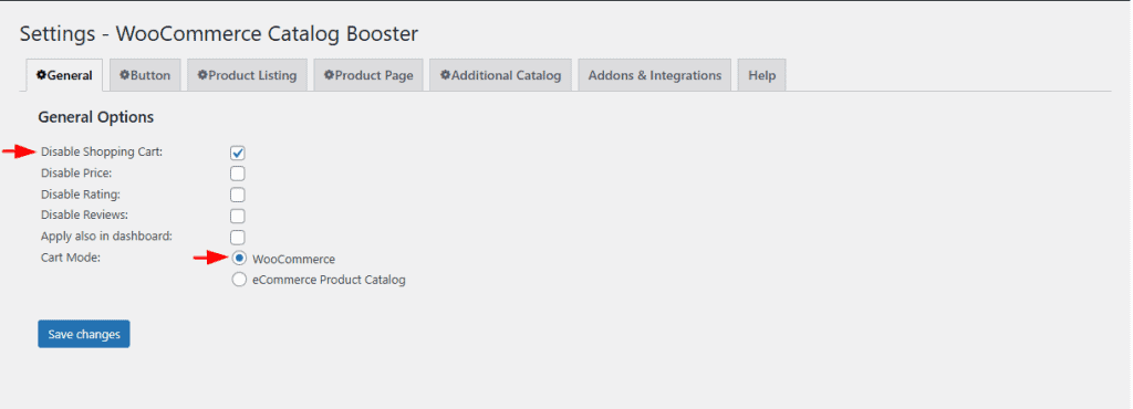 Impostazioni Carrello Nascosto Ecommerce Product Catalog
