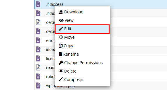Impostazioni Edit Htaccess Cpanel Gestore File