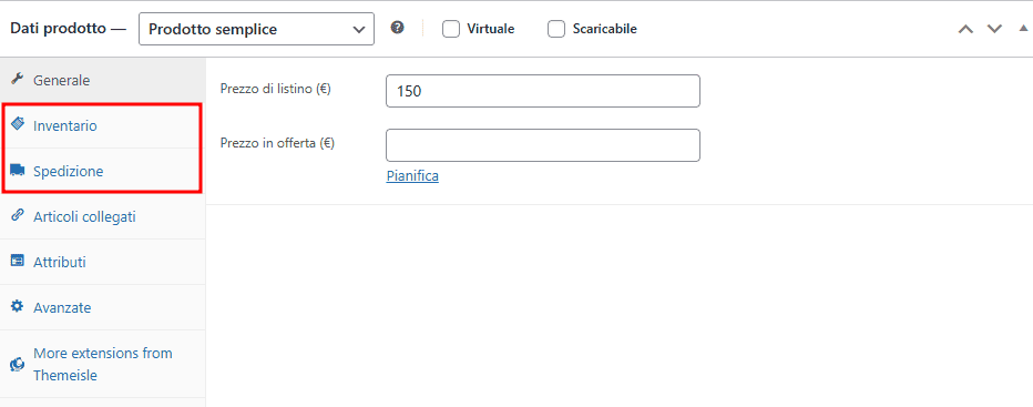 Impostazioni Prodotto Woocommerce Catalogo Prodotti WordPress