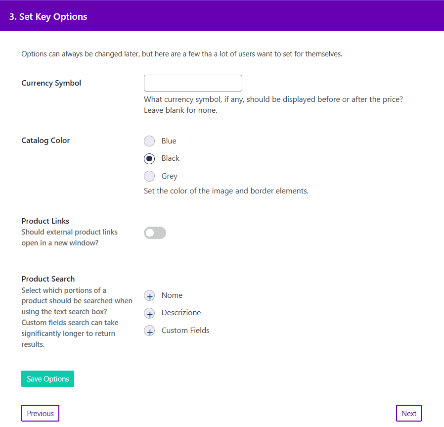 Impostazioni Ultimate Product Catalog