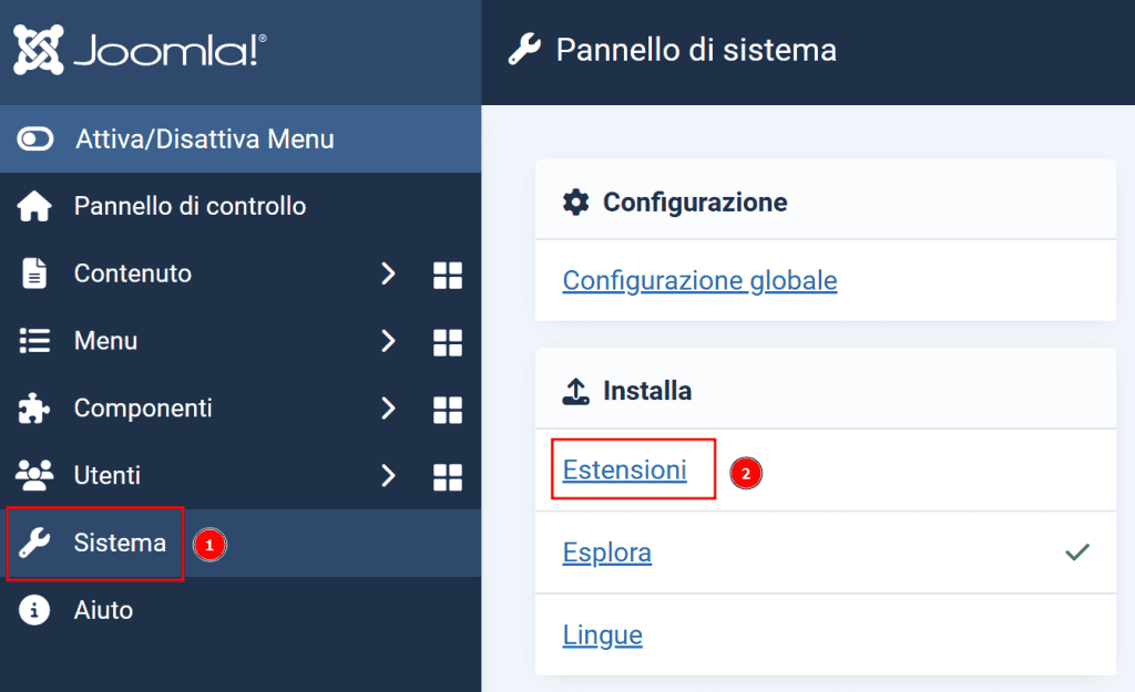 Installa Estensioni Joomla