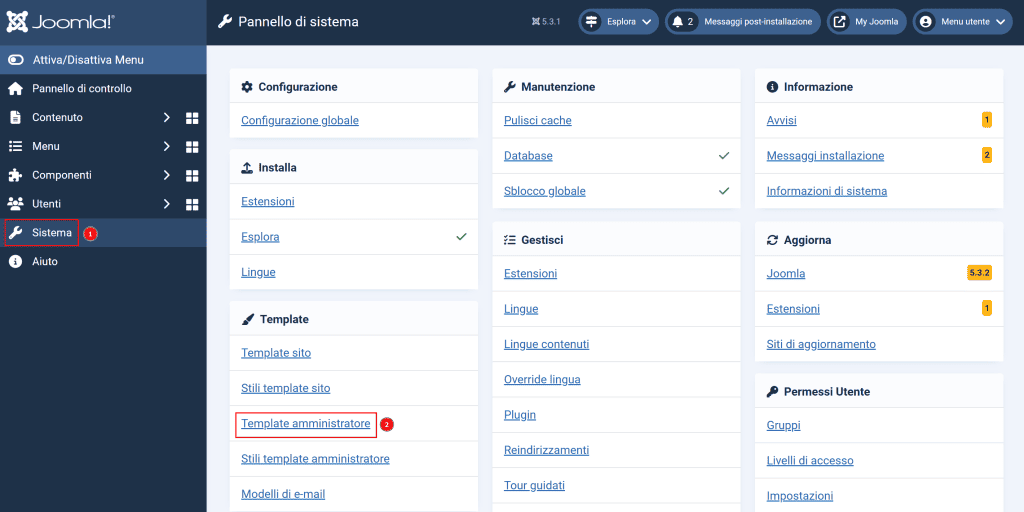 Joomla Pannello Di Sistema
