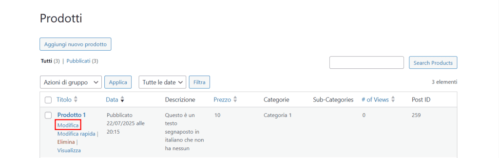 Modifica Prodotto Ultimate Product Catalog
