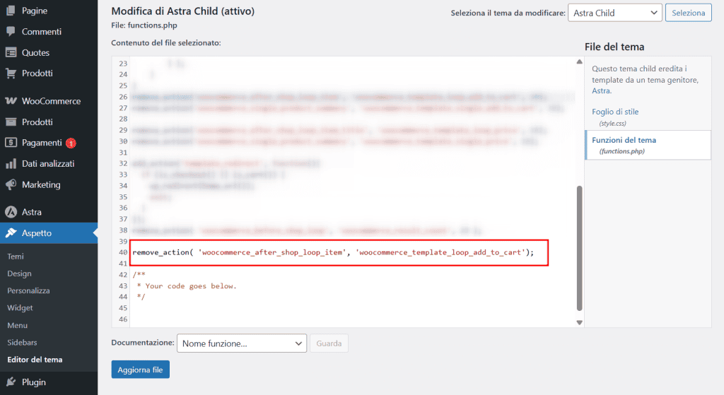 Nascondere Pulsante Woocommerce Functions Php