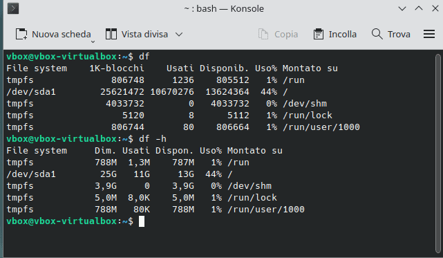 Output Del Comando Df