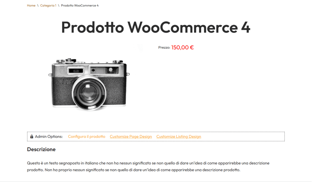 Pagina Prodotto Woocommerce Senza Carrello