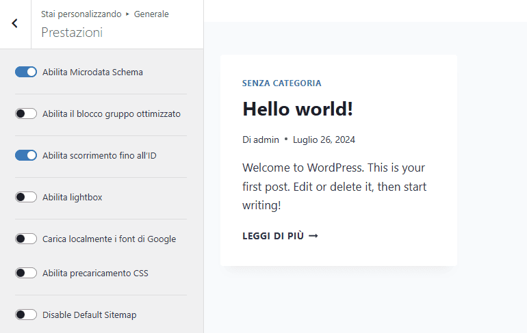 Personalizza Prestazioni Kadence Theme