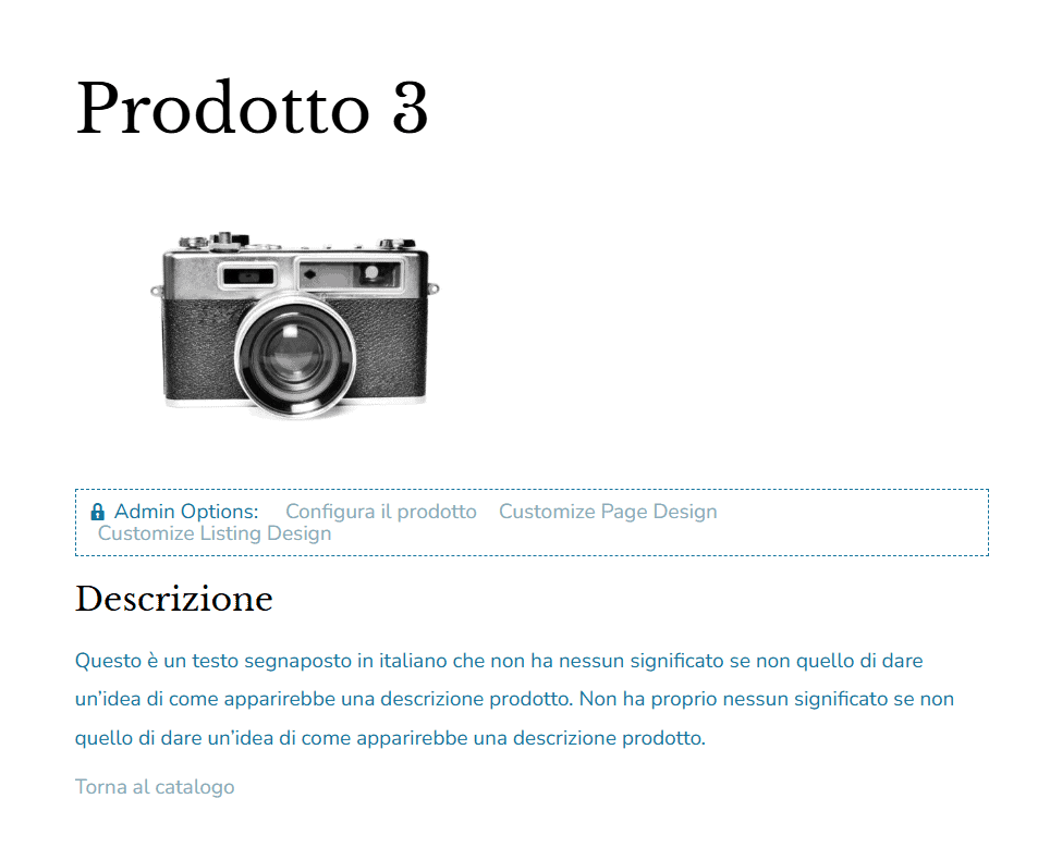 Prodotto Simple Catalog Ecommerce Product Catalog