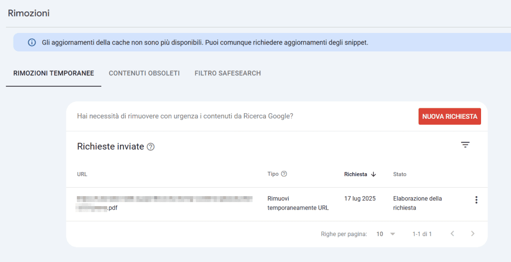 Richiesta Rimozione Pdf Da Elaborare Search Console