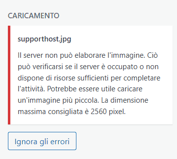 Server Non Puo Elaborare Immagine Errore WordPress