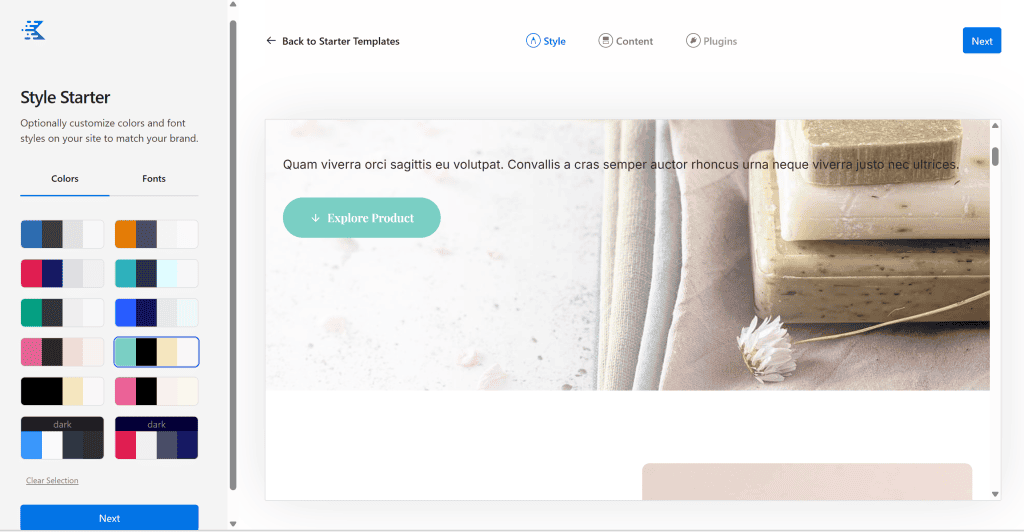 Template Scelta Colori E Font