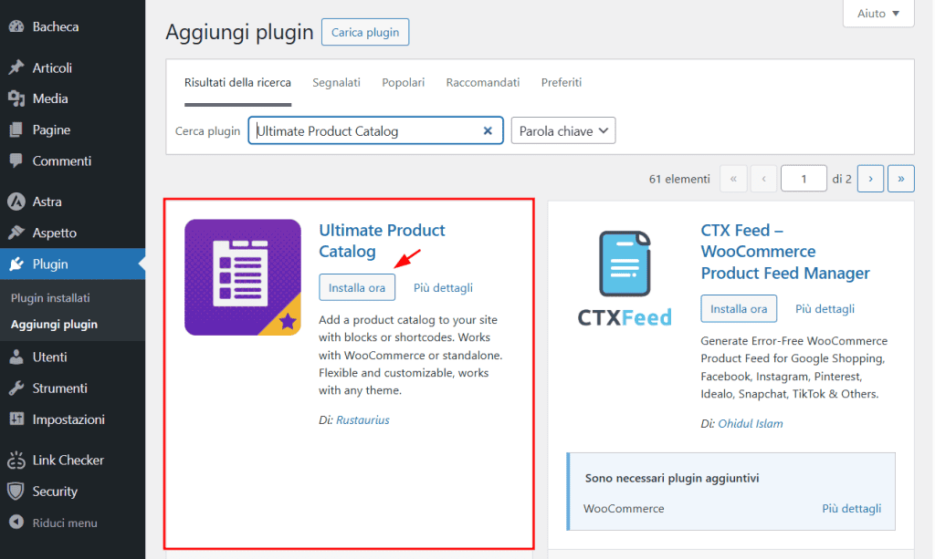 Ultimate Product Catalog WordPress Installazione
