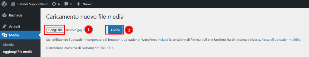 Uploader Browser WordPress Passo2