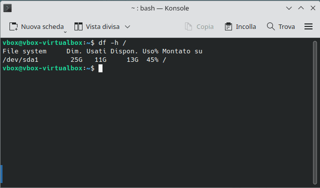 Usare Df Mount Point Specifico