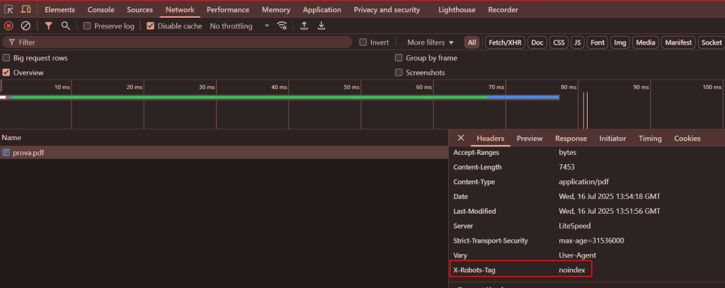 Verificare Presenza Tag X Robots Dev Tools Chrome