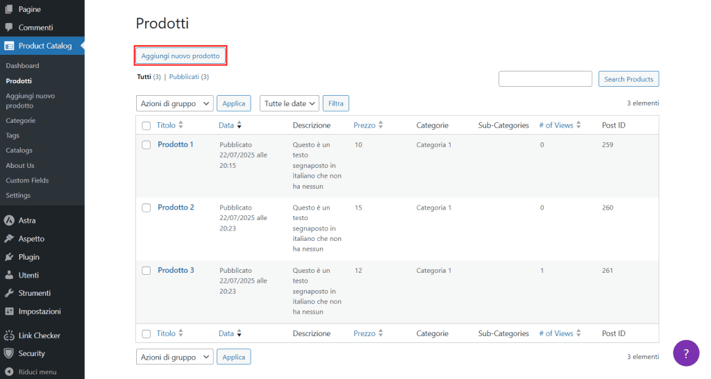 Vista Prodotti Ultimate Product Catalog